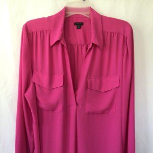 Women's 2XL, XXL Collared Blouse Pink